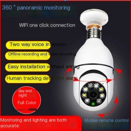 Panoramic Home 2.4G Lamp Head Camera Wireless E27 Bulb Camera 360 Degree Rotation Night Vision Explosive Model_voghion.com