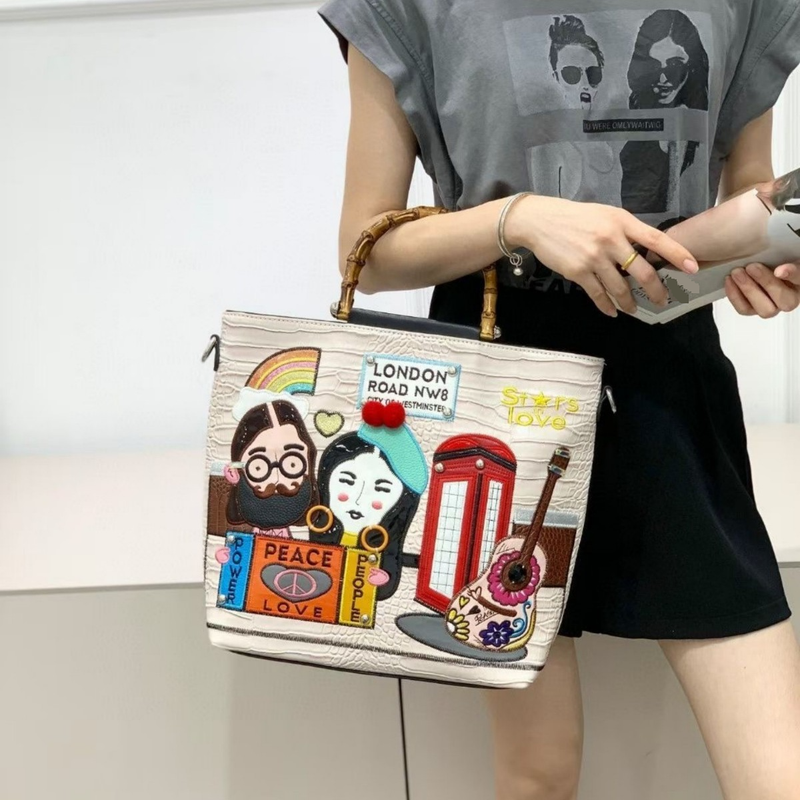 Borse da donna, borse da donna retrò, nuove borse in bambù con ricamo abbinato, borsa a tracolla versatile e di grande capacità_voghion.com