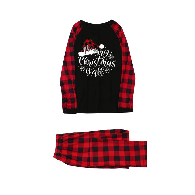 2025 Christmas Parent-child Clothing Long Sleeved Long Pants Checkered Patchwork Printed Home Clothes Christmas Parent-child Clothing Set-Men's Style_voghion.com