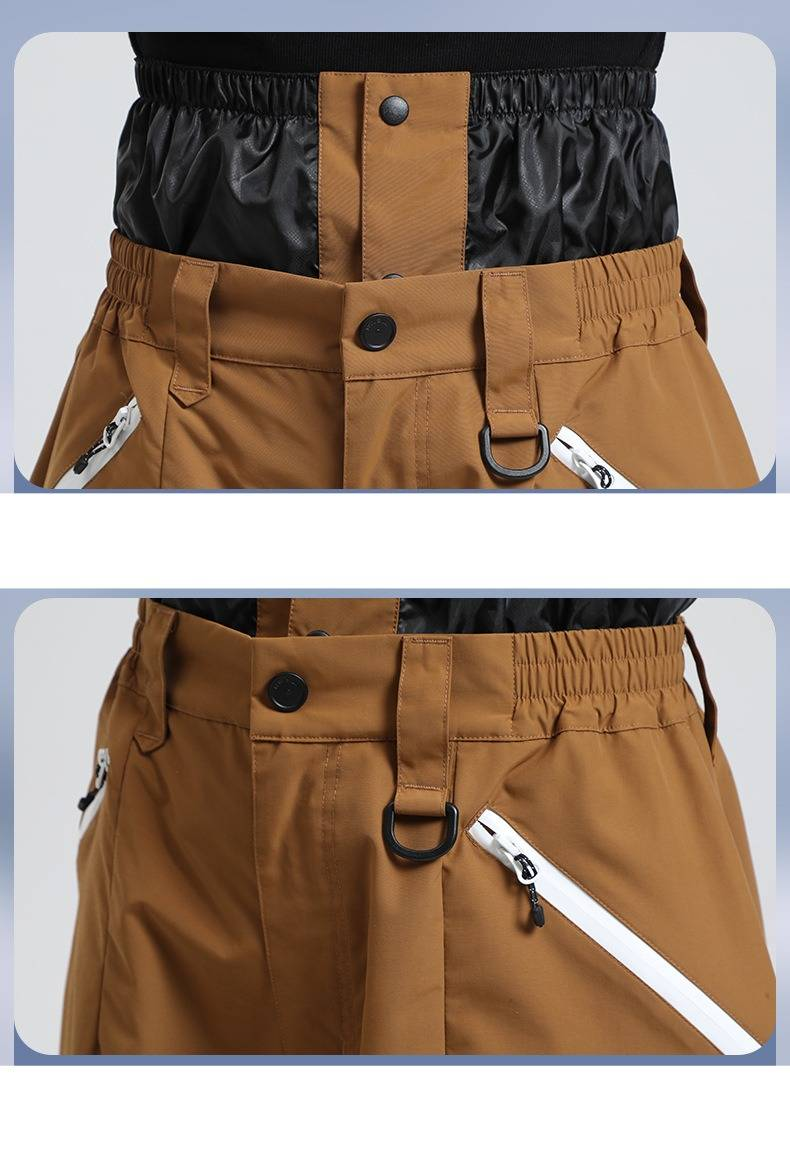 Pantaloni da sci unisex impermeabili con tasche multiple, antivento e traspiranti per lo snowboard e le avventure all'aria aperta, 7 colori (nero, verde oliva, cachi)_voghion.com