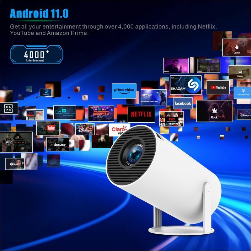 Proiettore intelligente HY300 Pro con supporto Android 11 4K Dual Wifi6 330 ANSI Quad-core Allwinner H713 1080P Home Cinema Proiettore per esterni_voghion.com