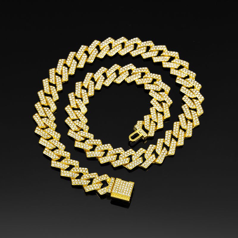 15 mm diamantförmige kleine kubanische Flip-Kette, hochwertige rosa-blaue Hip-Hop-Halskette_voghion.com