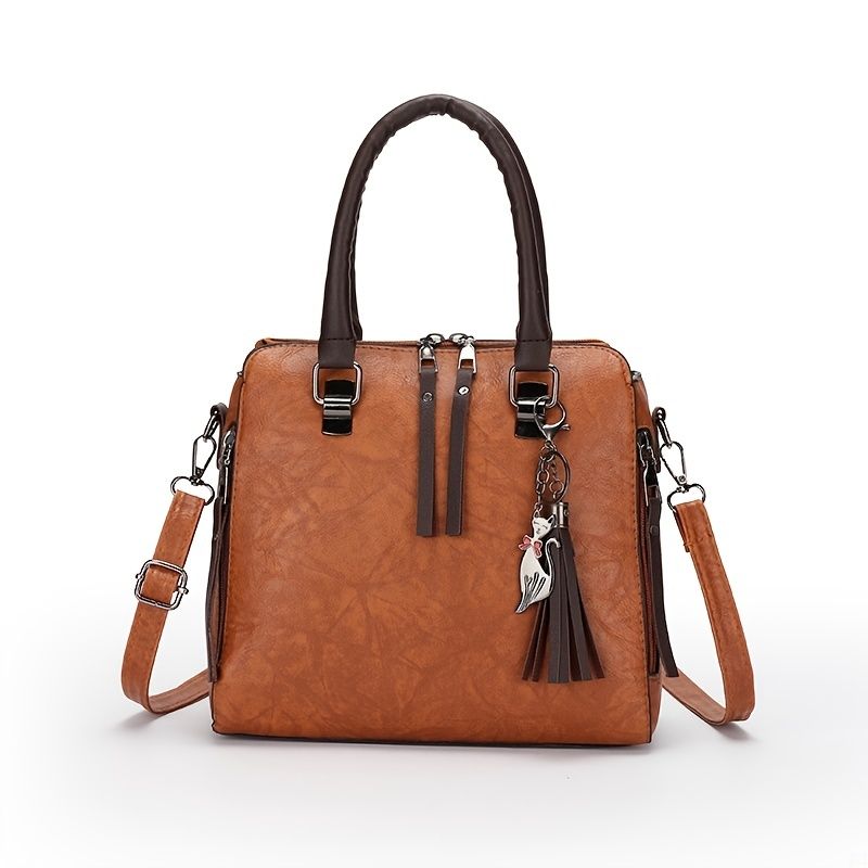 4pcs Pendant Tote Bag Crossbody Bag Card Holder Set, PU Leather Retro Shoulder Bag, Casual Versatile Commuter Bag_voghion.com