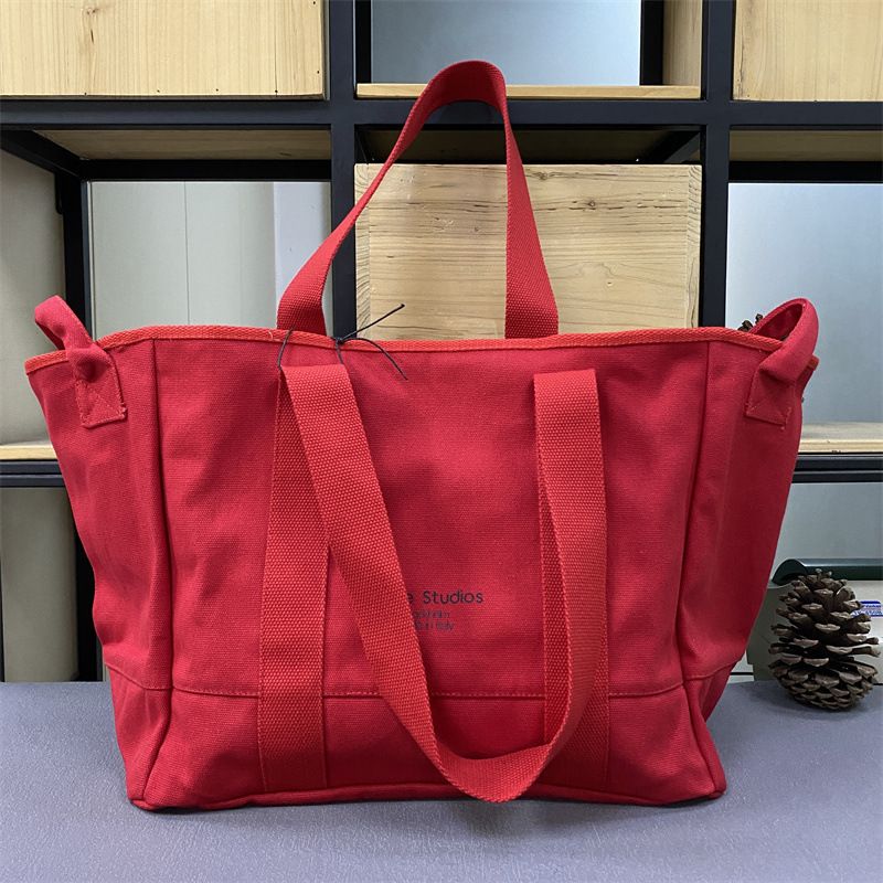 Hot Selling Trendy Fashion Japanese Korean AC Large Capacity Casual Canvas Shopping Unisex Tote Bag_voghion.com