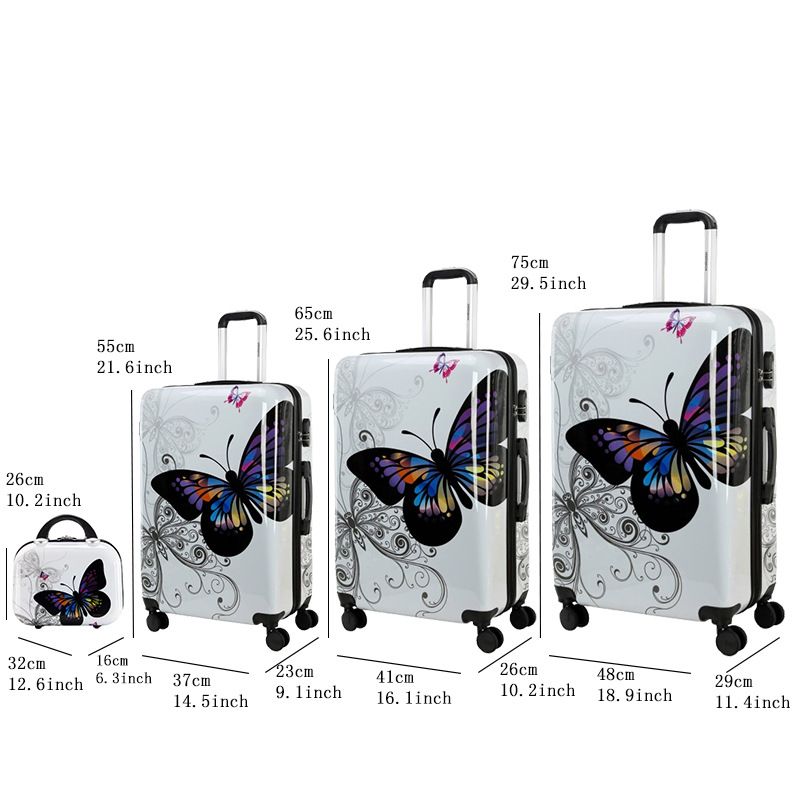 Pink Cute Butterfly Trolley Case ABS+PC Suitcase Spot Children's Suitcase Boarding Mother And Child Password Box_voghion.com