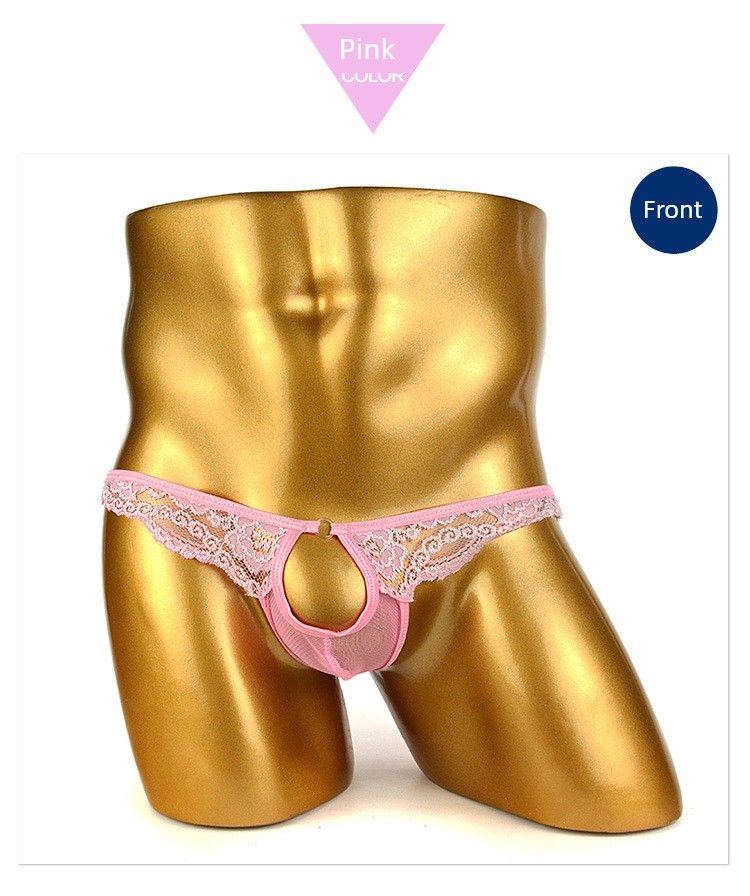 Szexi férfi alsónemű csipke alacsony derekú vékony üreges átlátszó hálós ultravékony divatos férfi T-gyűrűk_voghion.com