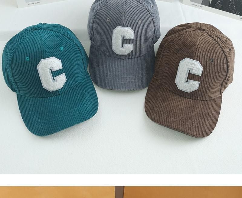 Klassische Cord-Baseballkappe – Unisex-Dad-Cap mit gesticktem „C“, sportlicher Retro-Stil für Damen und Herren_voghion.com