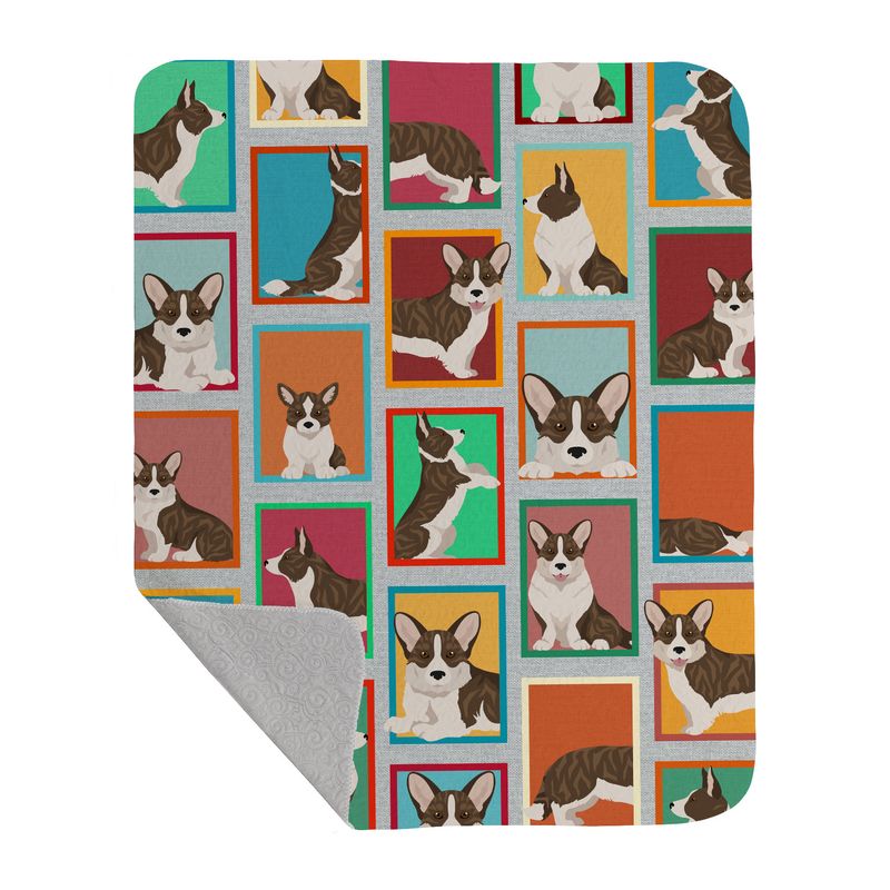 Lots of Brindle Cardigan Corgi Quilted Blanket 50x60 Artwork Pattern Quilted Throw Blanket for Bed, Couch, Sofa, Soft and Lightweight_voghion.com