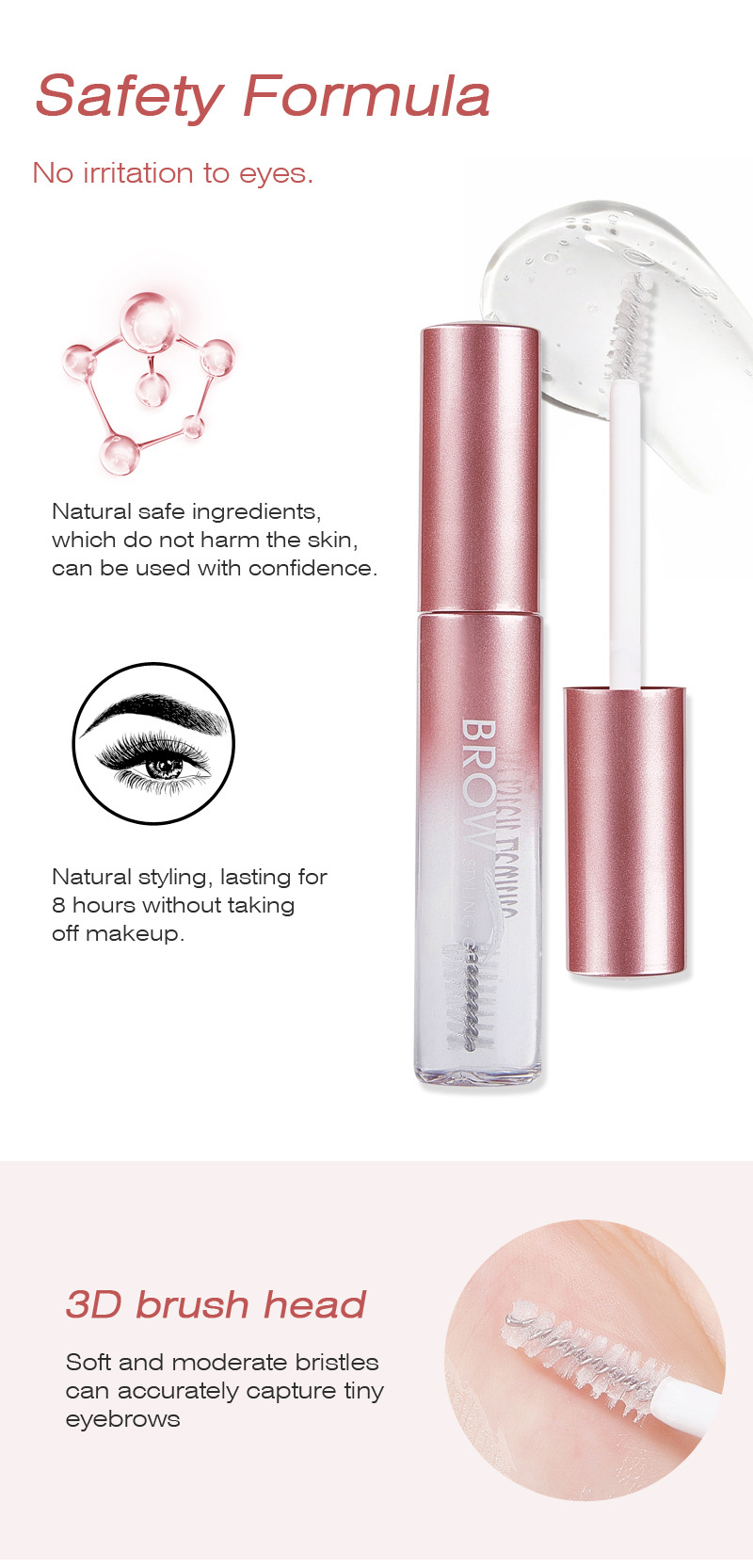 Gel per sopracciglia trasparente, cera per sopracciglia, impermeabile, di lunga durata, con pennello 3D, sapone per lo styling delle sopracciglia, cosmetico da donna_voghion.com