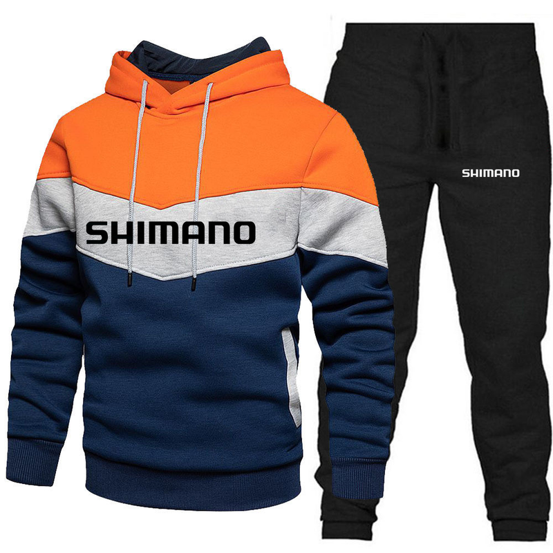 Shimaon hommes automne et hiver pêche ensemble pull pantalon 2 pièces vêtements de sport décontractés hommes marque vêtements_voghion.com