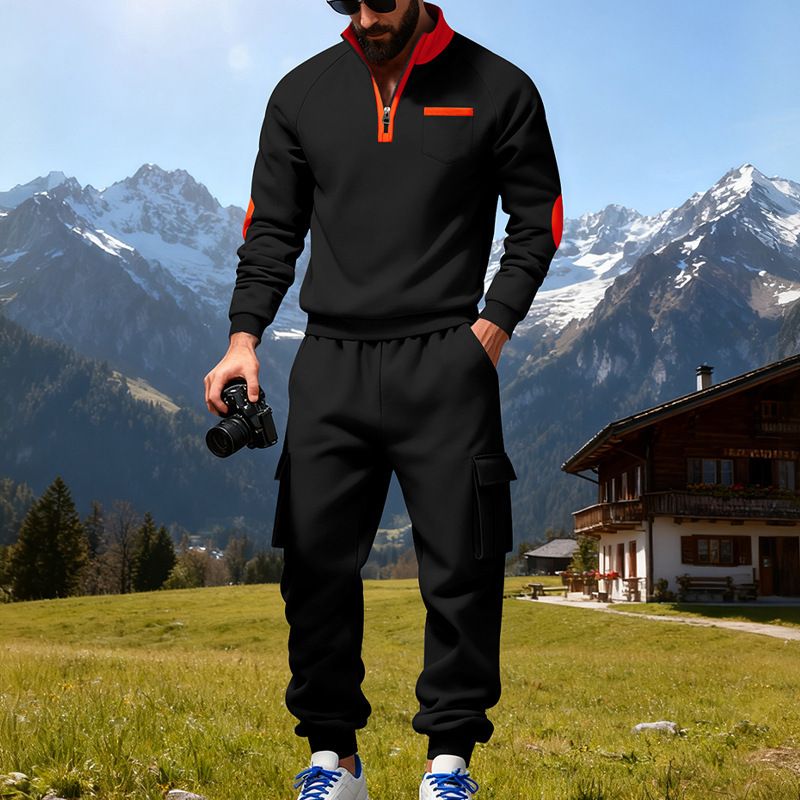 Herrenbekleidung: Schweres Winter-Workwear-Set aus Hoodie und Jogginghose für Herren – lässige Outdoor-Utility-Hose mit Fleecefutter für Streetwear und Pendeln_voghion.com