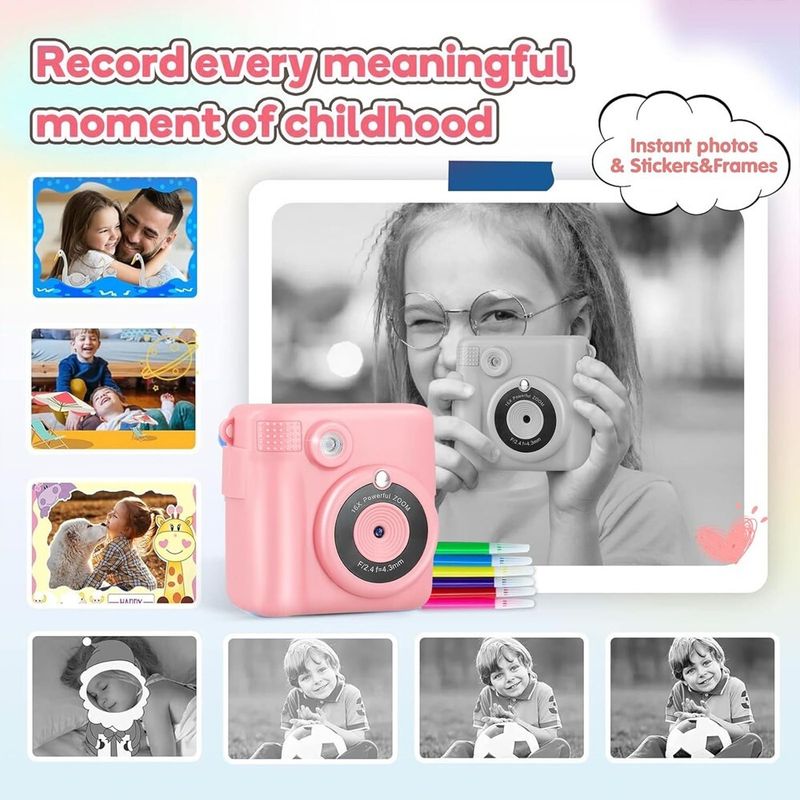 Kids Camera Video Recorder 1080P Mini Digital LCD Toy Cam Instant Print_voghion.com