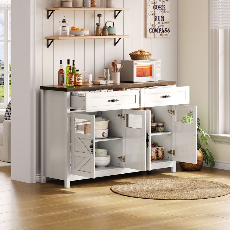 Credenza Weiß 140cm con 4 cassetti, 2 Schubladen, Zeitgenössisches Design_voghion.com