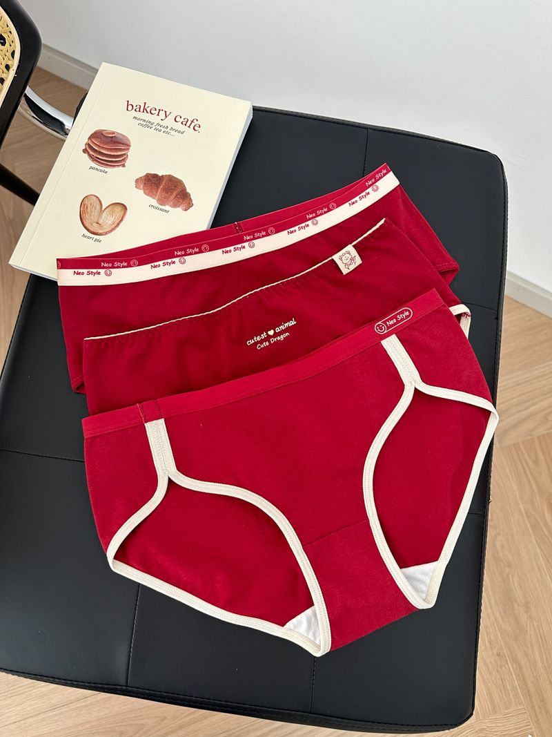 Intimates för kvinnor Tunga Benmingnian bomullsunderkläder kan matchas med par 5a Antibakteriellt grenvinröd körsbärsröd medellång midja_voghion.com