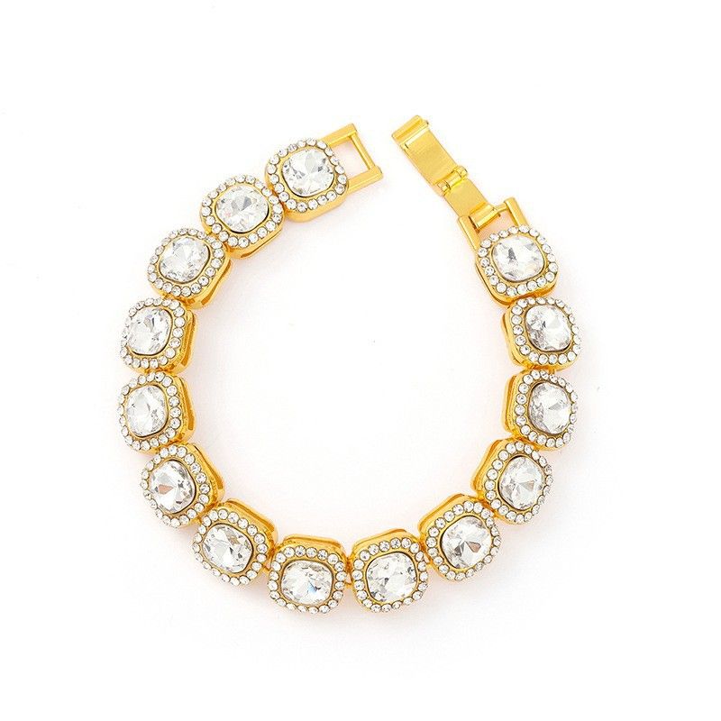 Heren vierkante veelzijdige mode Cubaanse ketting hiphop vierkante strass edelsteen ketting mannen en vrouwen sieraden_voghion.com