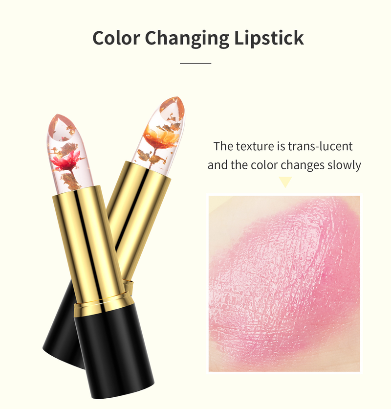 Hellokiss Jelly Flower Lipstick and Moisturizing Make up Coloring Gold Foil Warming lipstick_voghion.com