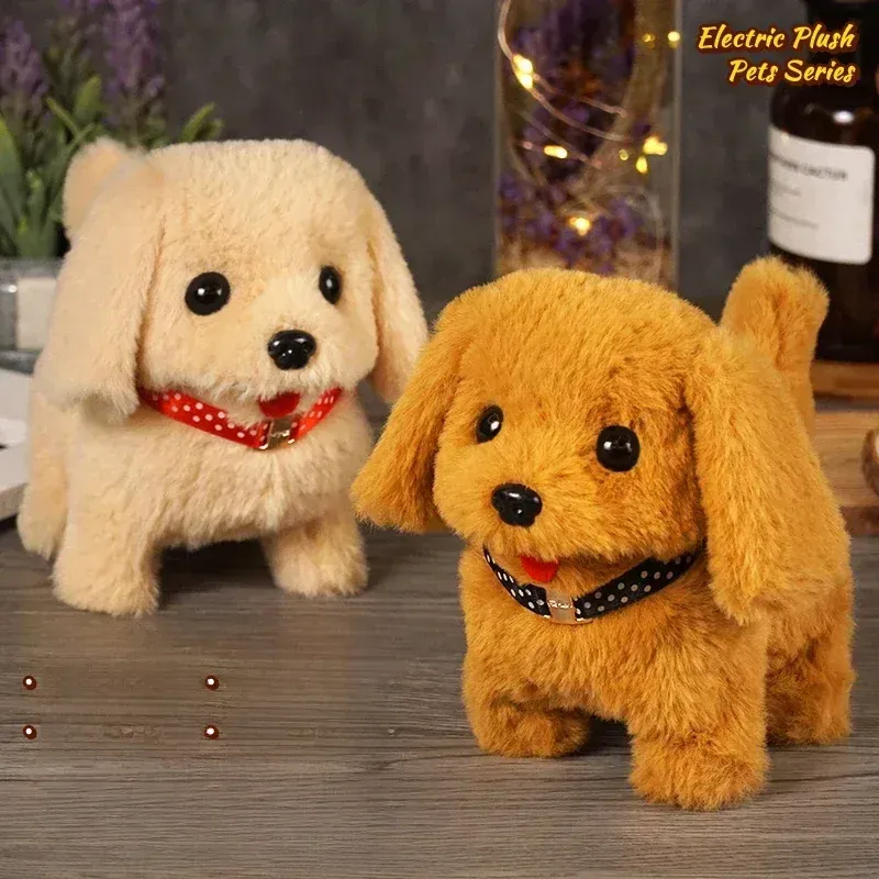 Peluş Oyuncaklar Yavru Köpek Elektronik Oyuncak Yürüyen ve Havlayan Köpekler Kuyruk Sallayan Etkileşimli Köpek Oyuncağı Çocuklar İçin Noel Doğum Günü Hediyesi_voghion.com