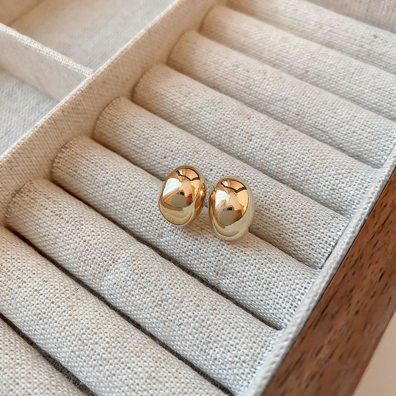 Real Gold Plated Silver Needle Simple Ins Style Minimalist Niche High-end Feel Commuting Versatile Fashion Earrings_voghion.com