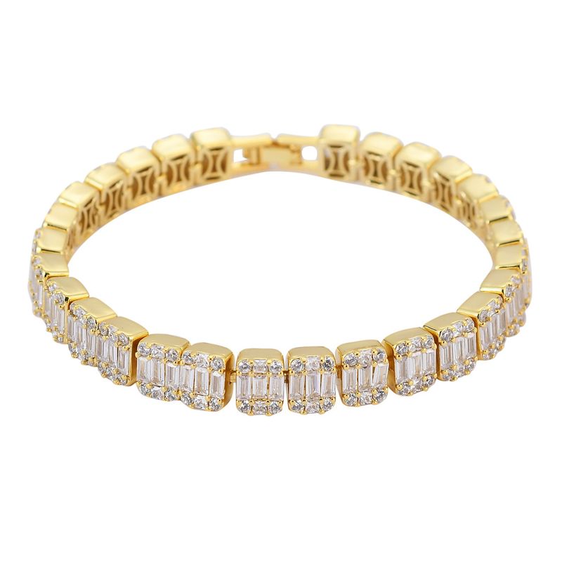 Herrenschmuckset FashionHip Hop Step Square Zirkon Hip Hop Armband Herrenmodetrend Hiphop Quadratisches und rundes Zirkon Mixed Inlay Armband_voghion.com