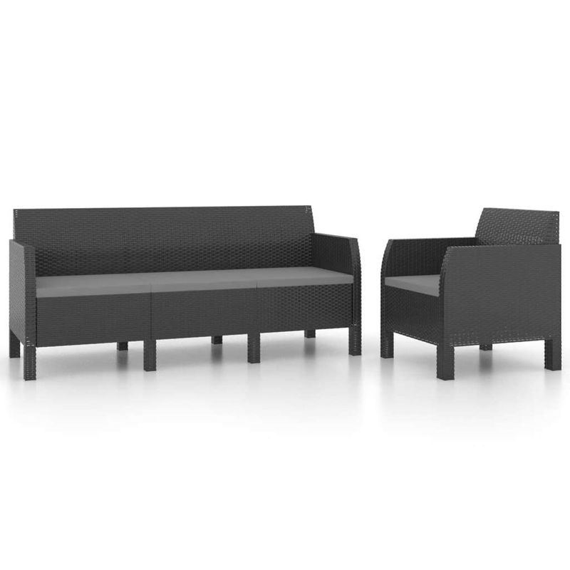 2 Piece Patio Lounge Set with Cushions PP Rattan Anthracite_voghion.com