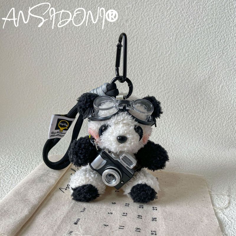 Niedliche Kamera Panda Plüsch Rucksack Anhänger Schlüsselanhänger Bär hängen Ornament kreative High-End-Geschenk Pilot_voghion.com