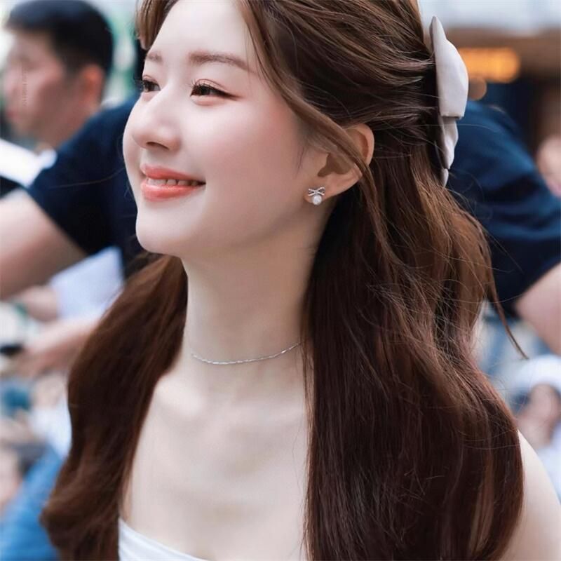 Zhuji Explosion Fire Zhao Ruth Same Style Freshwater Pearl Bow S Earpin Light Luxury Exquisite Earpiece_voghion.com