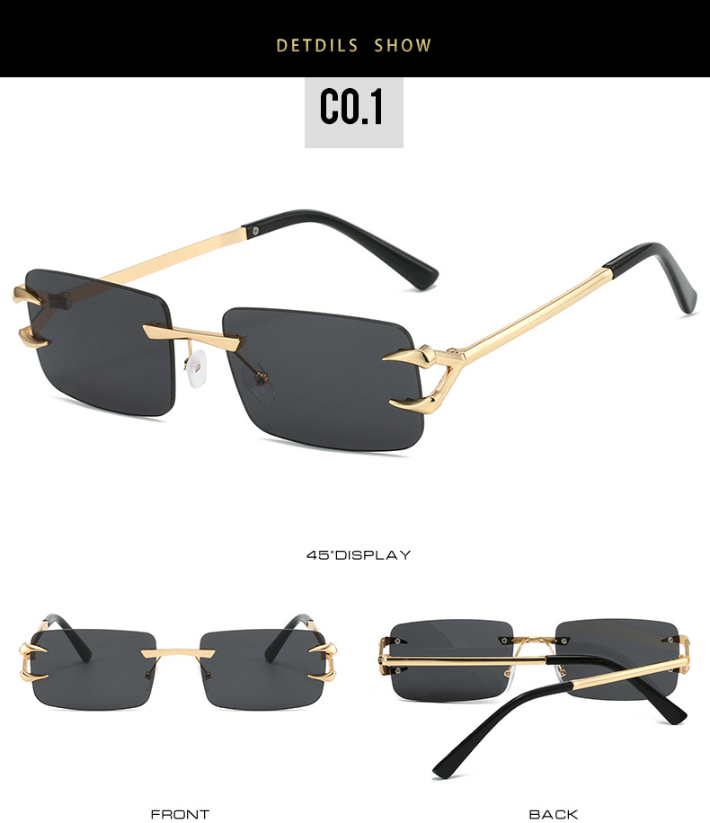 VOOTHOST New Rectangle Rimless Sunglasses Retro Brand Designer Clear Ocean Gradient Eyewear Men Women UV400 Sun Glasses F0285_voghion.com