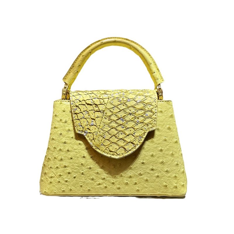 Xiaocd2024 Frühling Neue High-End-Handtasche aus echtem Leder mit Straußenmuster für Damen Umhängetasche_voghion.com