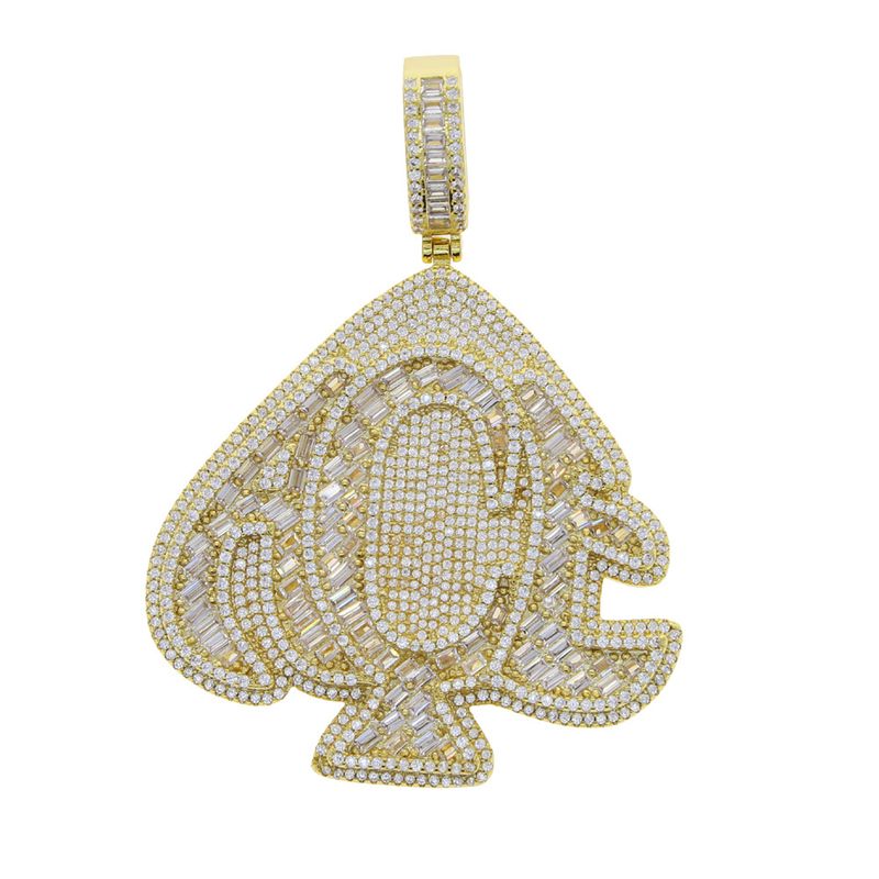 Men's Hip-Hop Heart Pendant Necklace - Punk Style Diamond-Encrusted Drop Pendant With Rope Chain, Silver & Gold Hip Hop Pendant_voghion.com