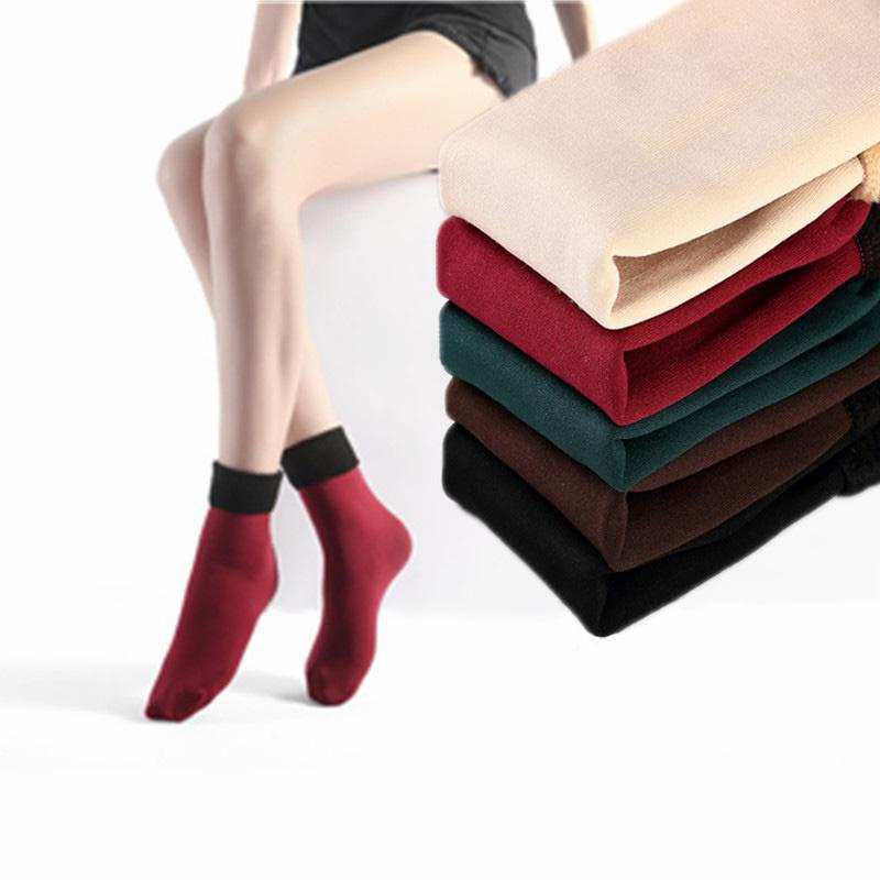 CRAZYLIFE 4Pcs One Size Thermal Socks Solid Color Plush Thickening Socks Autumn Winter Soft and Comfortable Warm Socks Christmas Valentine’s Day gifts_voghion.com