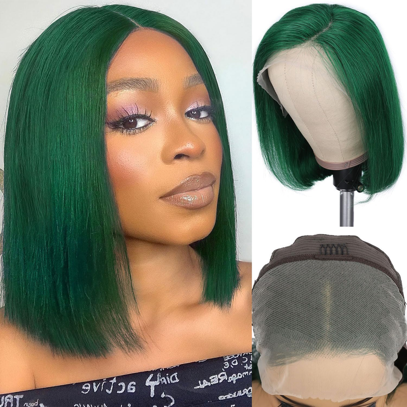 100% human hair, smooth, straight, short bob, 13*4 lace front, can be permed, dyed, and can be styled in any way_voghion.com