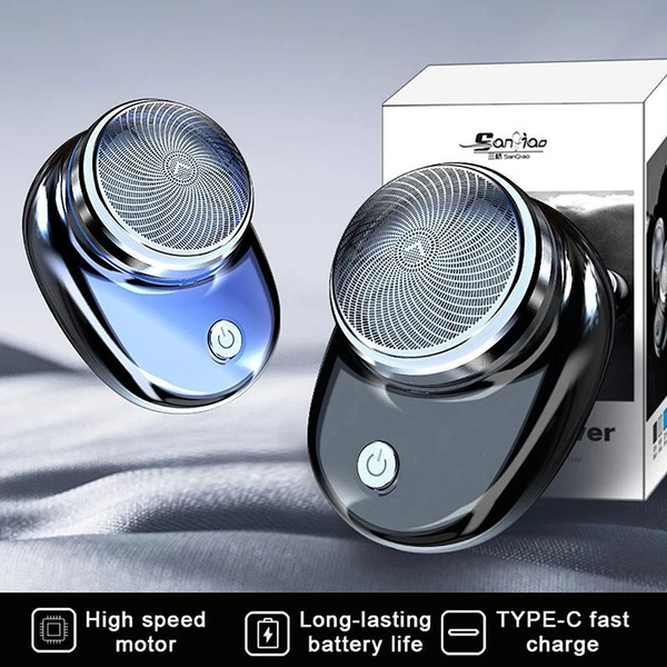 Elektrischer tragbarer Rasierer für Männer, Reisekleidung, nass und trocken, wiederaufladbarer USB-Rasierer, Typ C, zum Aufladen, Mini-Rasierapparat für Männer_voghion.com