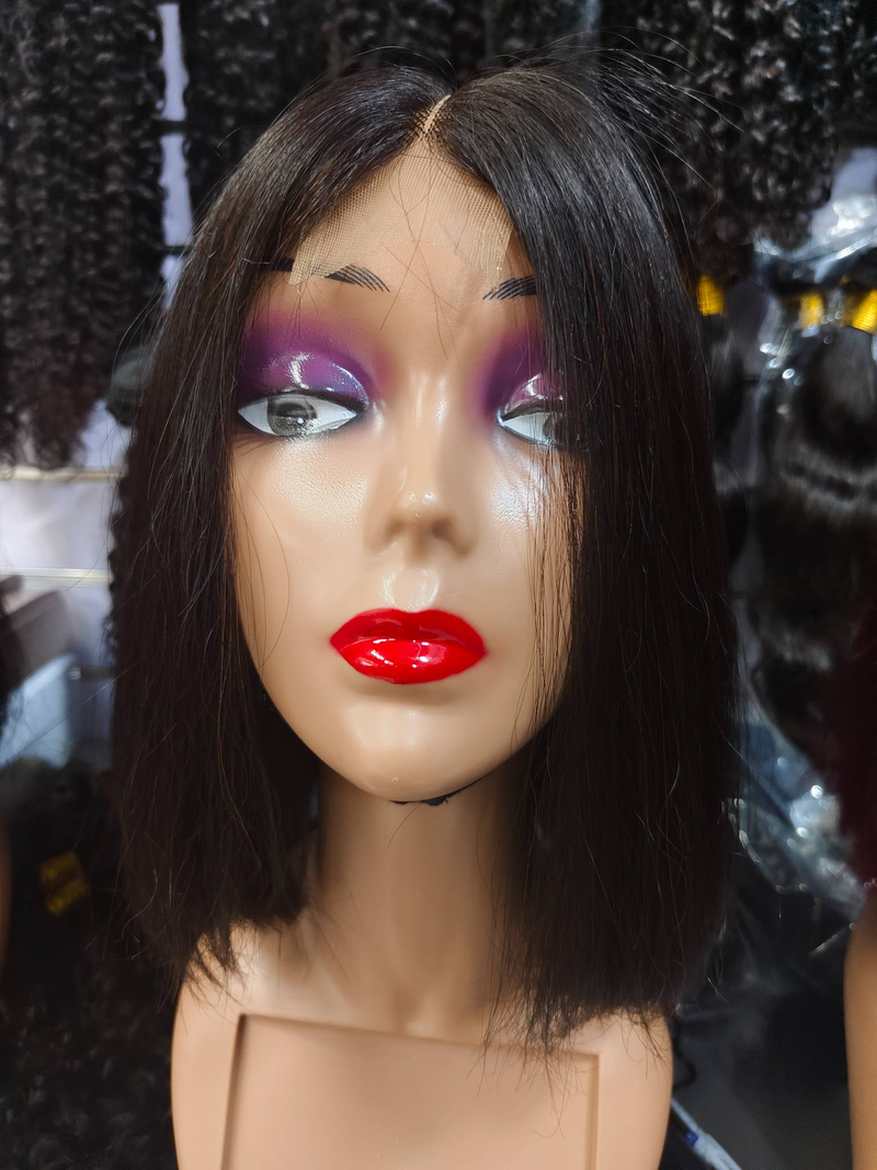 Großhandel 12-Zoll-Menschenhaarperücke Bob 2 * 6 Frontalspitze Gerade Bob Lace Front 100% Menschenhaarperücken für Frauen_voghion.com