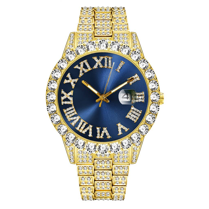 Business Dial Diamonds Sparkling Steel Strip Calendar Waterproof Quartz Watch For Giving to Man _voghion.com