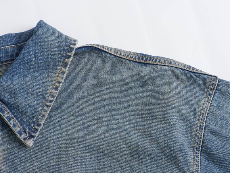 Nuovo abito in denim ampio, versatile, semplice e alla moda da donna con colletto ribaltabile_voghion.com