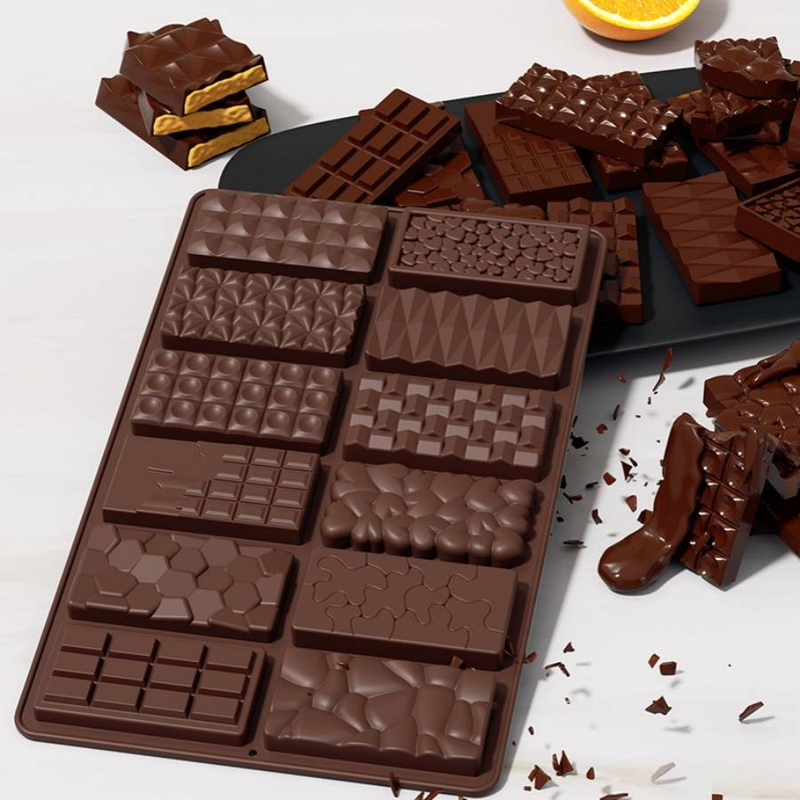 1 moule à chocolat en silicone rectangulaire de qualité alimentaire en silicone pour la cuisine et la pâtisserie_voghion.com
