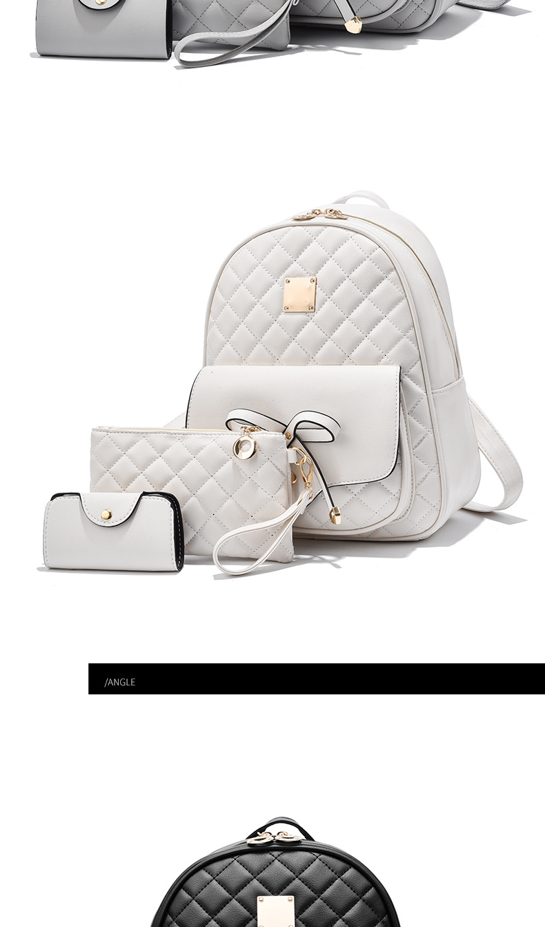 Backpack Set For Women Bow Backpack Trend Son Mother Diamond Check Backpack Three-piece Set_voghion.com
