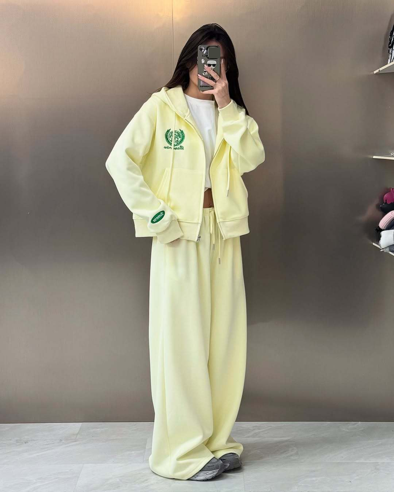 Roupas femininas Ternos esportivos Pulôver com capuz Bordado Design Suéter Casual Terno de duas peças Roupa externa_voghion.com
