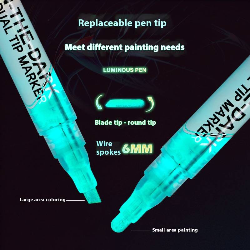 Dual-Tip Glow In The Dark Marker Pens - 8 Vibrant Colors, Waterproof & Non-Fade, Perfect For DIY Art, Study Notes & Creative Projects_voghion.com