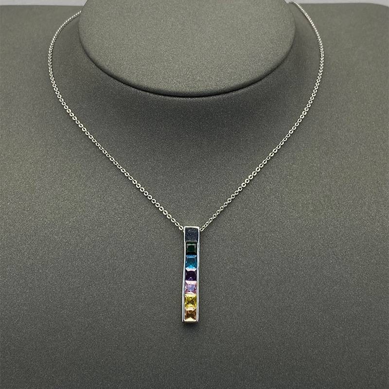 Chic Color - Block Gemstone Bar Necklaces In Two Tones_voghion.com