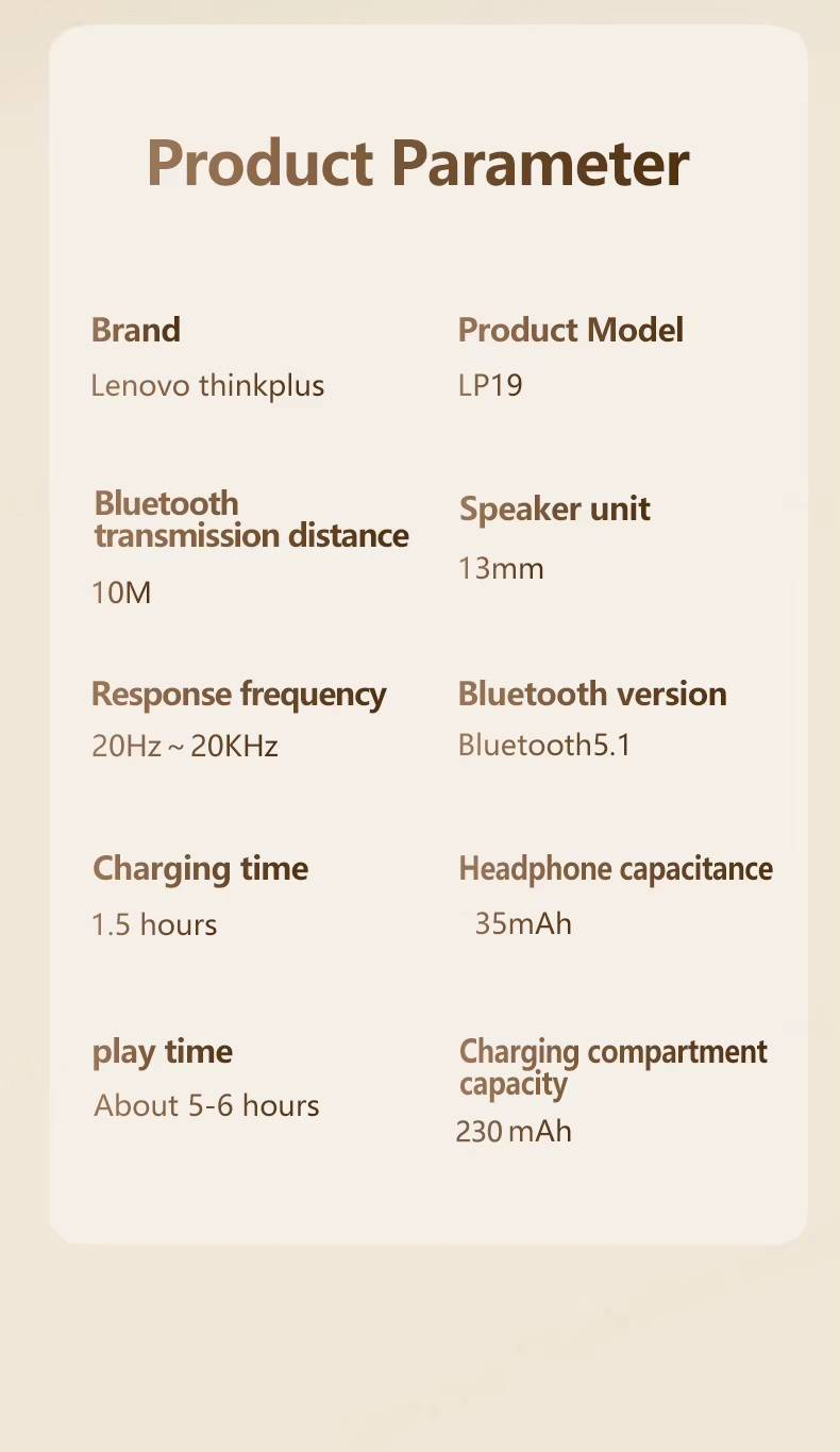 Original Lenovo LP19 Bluetooth 5.1 Earphones TWS Sports Headphones Wireless In-Ear Earbuds Dual HD Microphone Headset_voghion.com