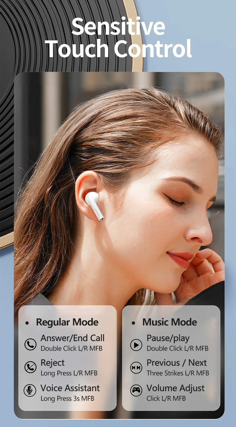 Auriculares Bluetooth originales Lenovo LP17 con batería de larga duración, auriculares inalámbricos con cancelación de ruido para juegos y música deportiva._voghion.com
