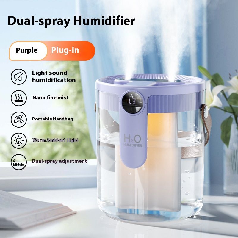 1,5L ultrasone luchtbevochtiger met 3 sproeiers, USB-oplaadbaar, stille werking, nachtlampje voor thuis, kantoor en slaapkamer_voghion.com