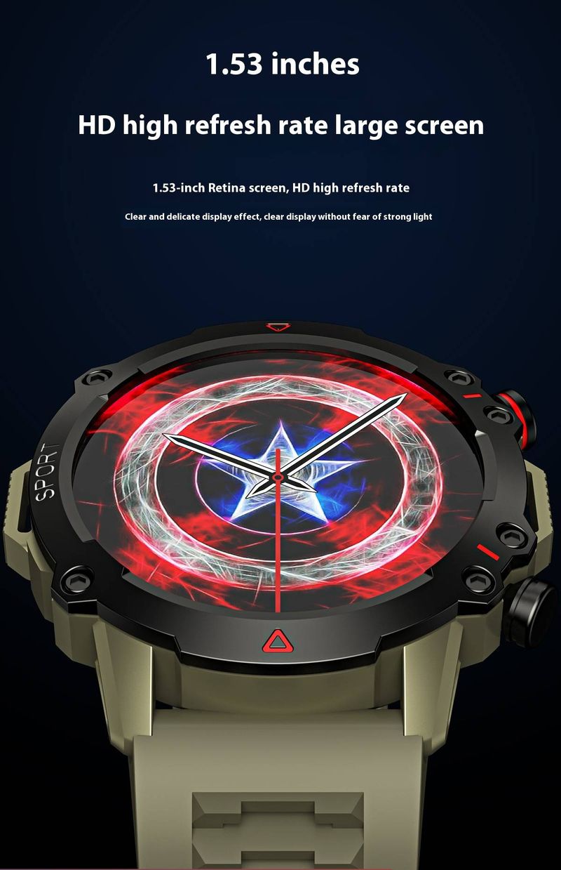 Smartwatch met Bluetooth-bellen, groot HD-scherm, bloeddruk- en hartslagmeter, IP68 waterdicht, multifunctionele fitnesstracker_voghion.com