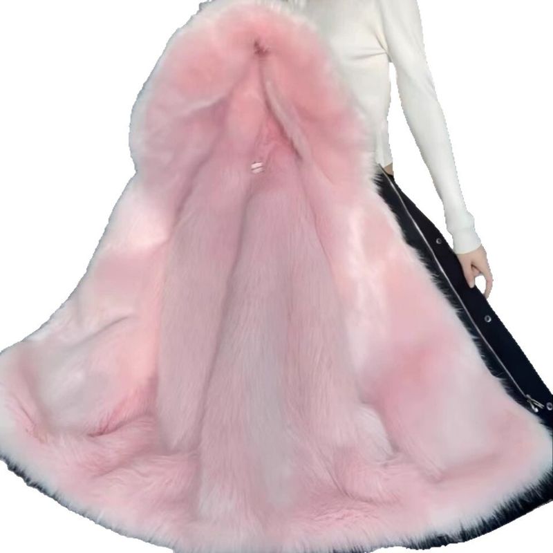 Parka staccabile da donna con fodera in visone, finiture in pelliccia di procione, ricamo 3D (lunghezza media, multicolore e taglie disponibili)_voghion.com