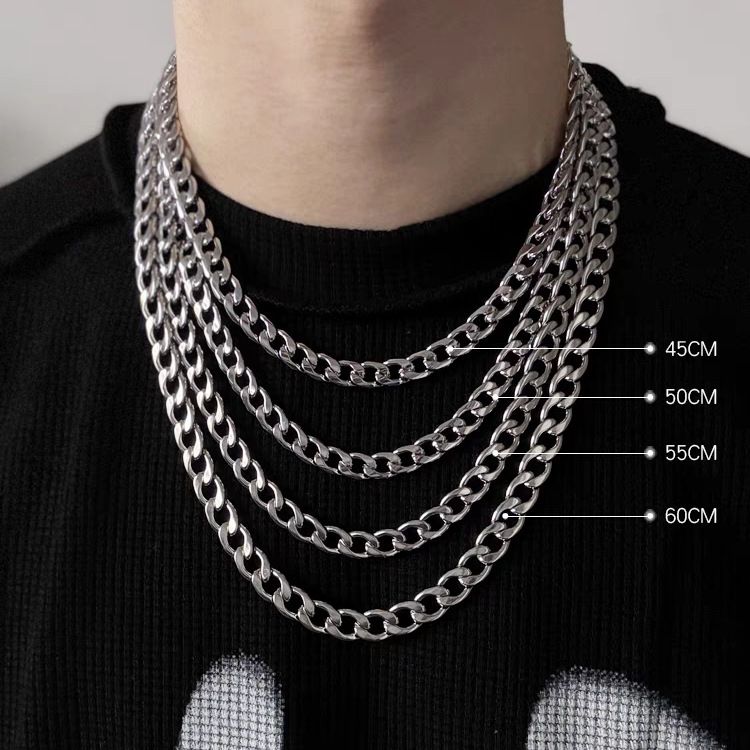 Colier cu lanț gros NK din oțel inoxidabil cubanez din titan, accesorii hip-hop la modă pentru bărbați și femei, lanț simplu, nu_voghion.com