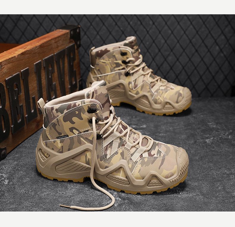 Autumn new high-top mountaineering wear-resistant anti-slip increase camouflage outdoor Training tactics_voghion.com