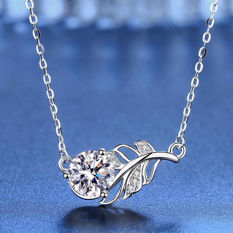 S Zilveren Lucky Leaf Collar Ketting met voor Meisjes Mosang Diamanten Licht Luxe Mode Set Ketting_voghion.com