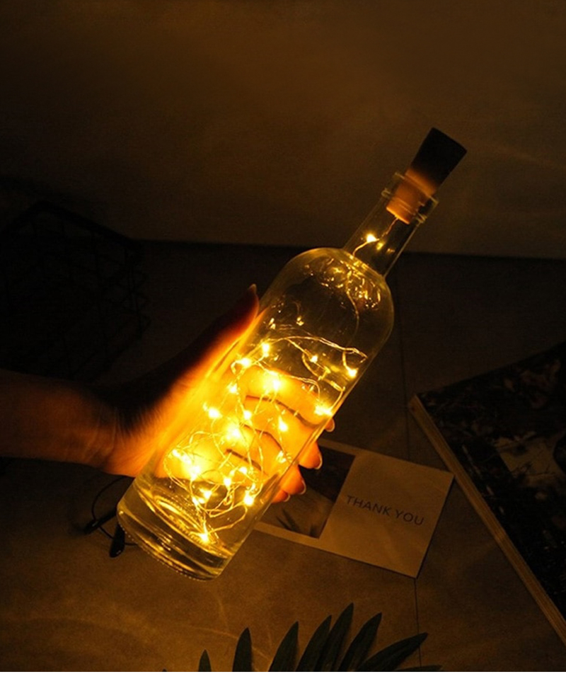 Stringa solare per bottiglia di vino 2M 20LED Filo di rame Fata Luci a forma di sughero Lampada da giardino per decorazioni natalizie per feste di nozze_voghion.com