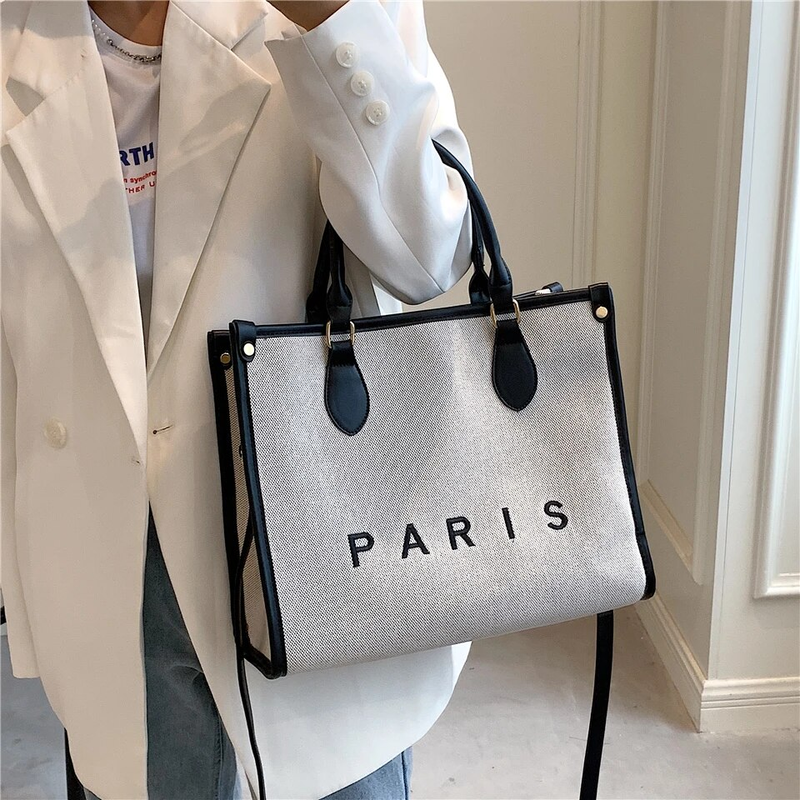 Burminsa Canvas Large Commuting A4 Work Tote Handbags For Women 2023 Trend Luxury Designer Small Ladies Shoulder Crossbody Bags_voghion.com
